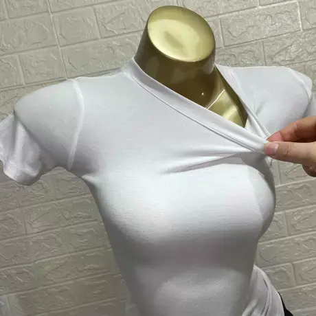 舒适好穿！紧身显身材气质短袖Ｔ恤女薄2021夏季新款弹力体恤上衣商品大图