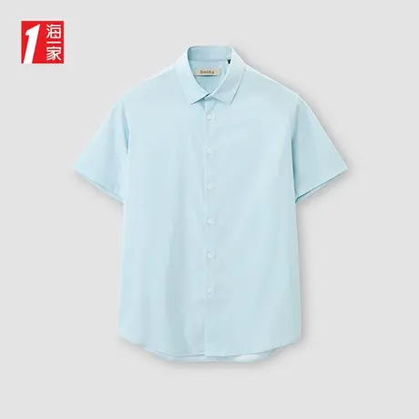 海一家简约休闲短衬2025夏季新款时尚印花青年男士短袖衬衫商品大图