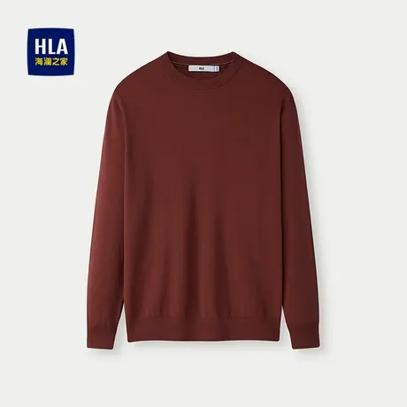 HLA/海澜之家休闲长袖针织衫2025秋季新款圆领时尚套头直筒毛衣男商品大图