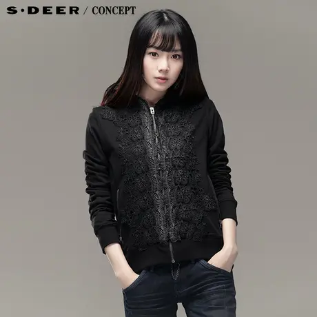 sdeer圣迪奥2014春装新款女装个性连帽勾花外套3382272图片