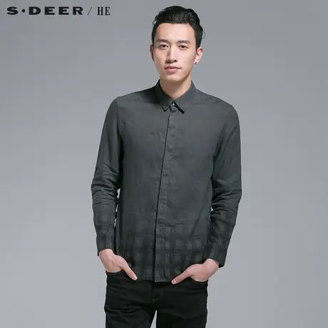 【会员日】sdeerhe圣迪奥休闲渐变格纹休闲衬衫H14170598图片