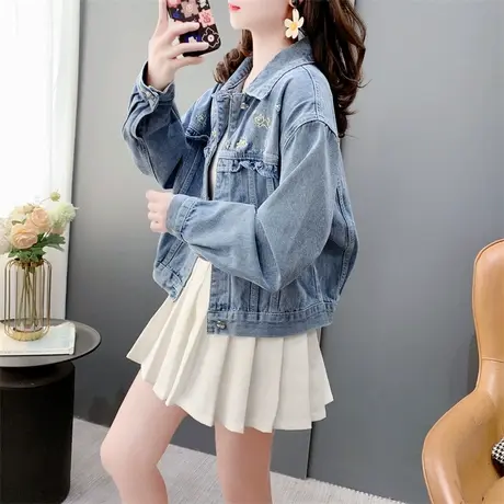韩系短款小个子牛仔外套女春季2024新款宽松百搭休闲夹克上衣外搭商品大图