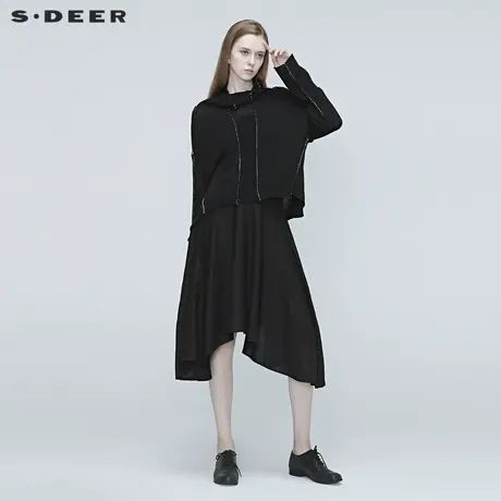 【直播间专属】sdeer圣迪奥休闲圆领撞色吊带两件套毛衣S20383525图片