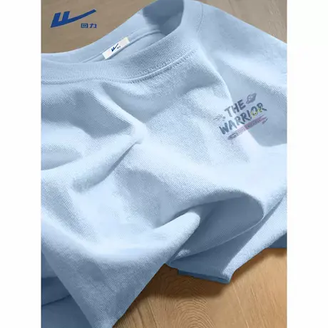 回力浅蓝色短袖t恤女2025新款夏季半袖圆领纯棉宽松休闲百搭上衣A商品大图