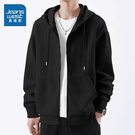 NN真维斯休闲卫衣男款春秋款重磅拉链连帽外套青少年潮流宽松开衫商品大图