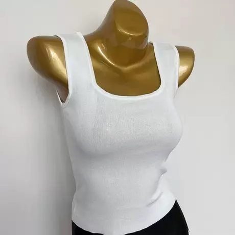 韩国ins气质方领宽肩带短背心修身大领口性感露背打底吊带上衣女商品大图