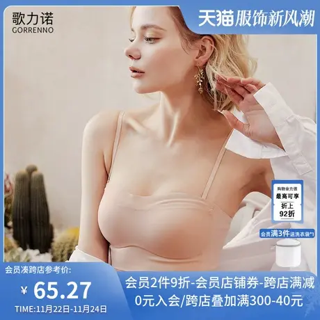 歌力诺抹胸式内衣女肤色无痕小胸聚拢裹胸可拆卸无肩带美背文胸罩商品大图