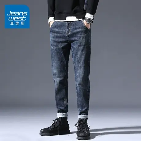 KZ真维斯男士高端牛仔长裤修身小脚休闲男裤子2025新款春季春秋款图片