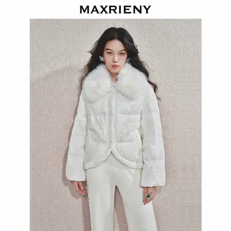 【商场同款】MAXRIENY精致日常羽绒服女24冬款立体花设计保暖外套商品大图