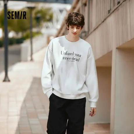 森马卫衣男做旧复古字母印花圆领上衣2025秋季新款宽松休闲装潮流图片