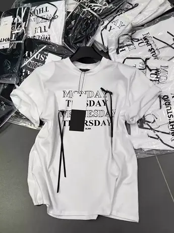 韩国东大门2024夏季新款字母宽松休闲垫肩蝴蝶结短袖T恤上衣女潮商品大图