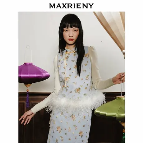 【商场同款-节庆新中式】MAXRIENY如意鎏金套装马甲小A型宫廷马夹商品大图