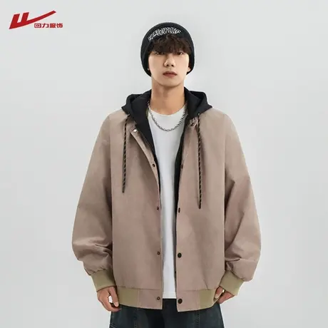 回力假两件夹克外套男士春秋季2025新款宽松休闲男生麂皮绒棒球服图片