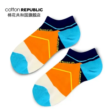 Cotton Republic/棉花共和国男士菱形格休闲撞色棉质情侣时尚男袜图片