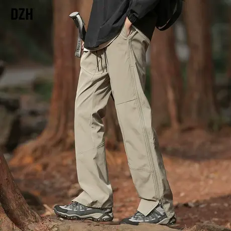 男士侧边拉链工装裤子男春季户外冲锋裤男款2025年新款直筒休闲裤商品大图