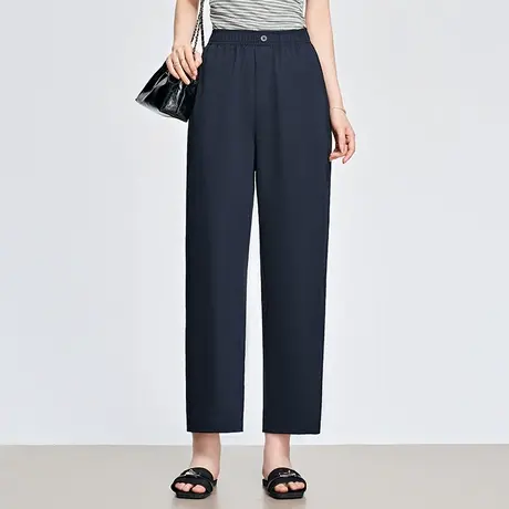 简约九分哈伦裤女夏季2025新款松紧腰百搭休闲裤子遮胯显瘦萝卜裤图片