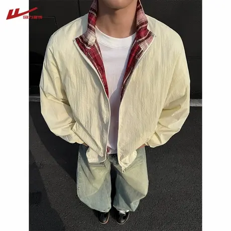 回力棋盘格防晒衣男外套夏季防紫外线轻薄冰丝防晒服立领夹克美式图片