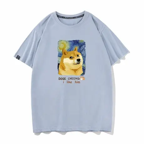 秀洛废柴星空cheers柴犬情侣T恤男女同款宽松打底衫半袖衣服短袖商品大图