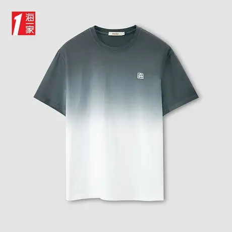 海一家经典圆领短T2025年夏季新款时尚渐变色男士短袖T恤图片