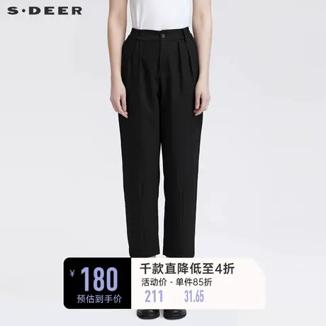 sdeer圣迪奥春装休闲松紧拼接萝卜裤长裤女S22180808图片
