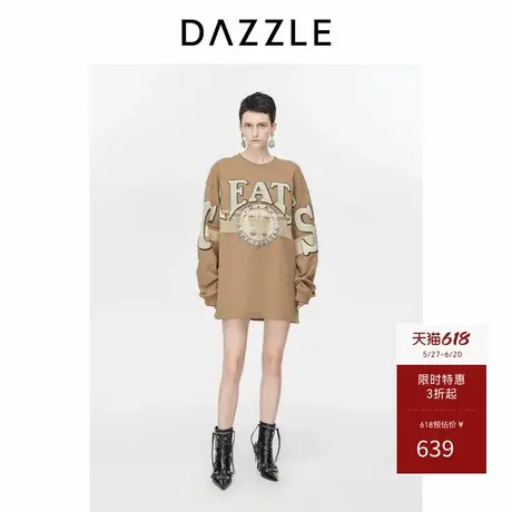 DAZZLE地素奥莱绣花卫衣冬季字母蝴蝶设计套头上衣女图片
