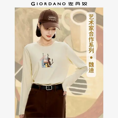 佐丹奴T恤女装纯棉印花圆领长袖T恤 69392165商品大图