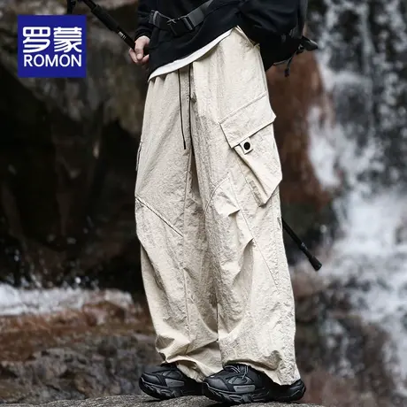 罗蒙直筒工装裤男士夏季薄款2025新款冰丝速干登山冲锋裤子男长裤图片