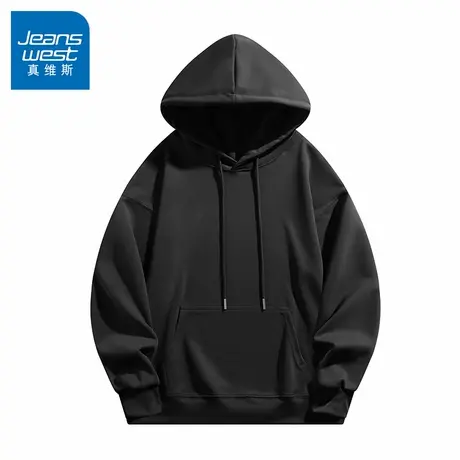 N5真维斯男士连帽卫衣2025秋季新款美式宽松纯色外套男生春秋帽衫图片