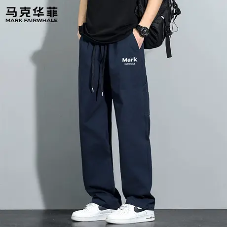 马克华菲纯棉休闲裤男士夏季2025新款宽松直筒潮流运动工装裤子X商品大图