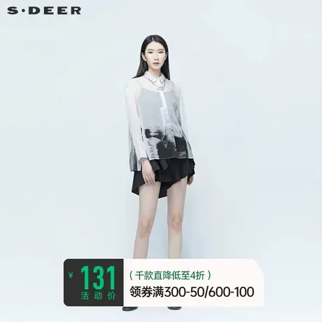 sdeer圣迪奥女装夏季短裤设计感小众裤子不规则拼接裙裤S20280914🦕商品大图