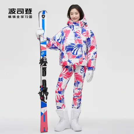 波司登女GORETEX单双板滑雪涂鸦印花800+鹅绒羽绒服图片