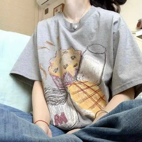 ins超火短袖T恤女夏季2025新款宽松韩版打底衫内搭纯棉半袖上衣潮图片