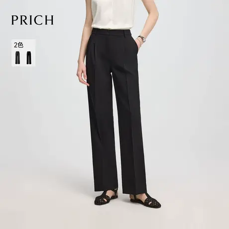【超能小太阳】PRICH时尚双褶西装裤2025夏新款直筒裤休闲长裤女商品大图