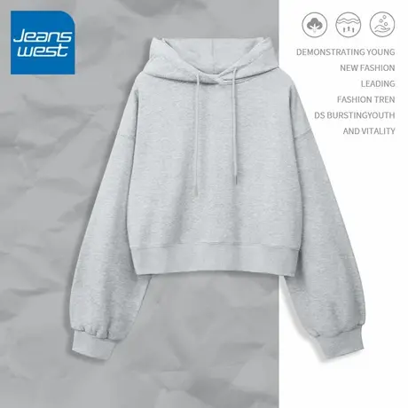 KV真维斯连帽短款卫衣开衫外套女春秋2025新款时尚百搭显瘦上衣女商品大图