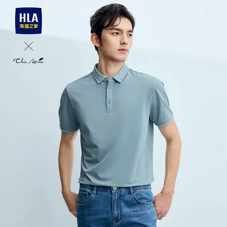HLA/海澜之家轻商务Chic Ageless短袖25新款春夏含桑蚕丝POLO衫男商品大图