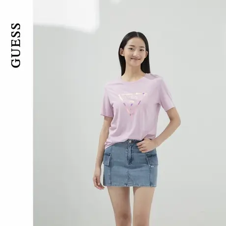 GUESS24年新款夏季女士多色百搭基础款logo短袖T恤图片