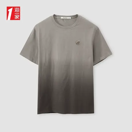 海一家经典圆领短T2025年夏季新款时尚渐变色男士短袖T恤图片