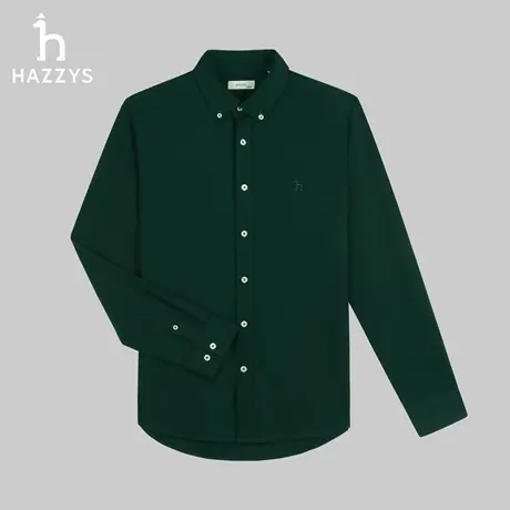 Hazzys哈吉斯秋季男士通勤休闲长袖潮流外套舒适纯色衬衫简约上衣图片