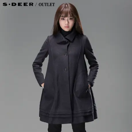 【新品】sdeer圣迪奥专柜正品女冬帅气立领A廓形大衣3481878图片