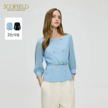 Scofield女装方领衬衫OL通勤商务时尚衬衣上衣夏季新品商品大图