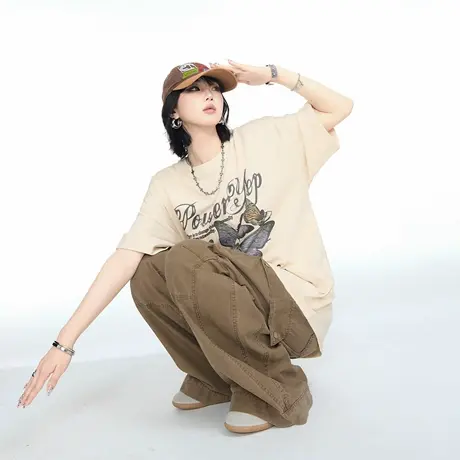 yep美式复古蝴蝶夏季纯棉短袖t恤女宽松bf设计感潮牌小众上衣爆款图片