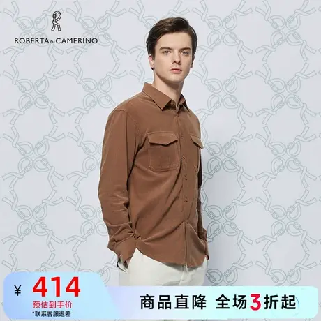全棉灯芯绒ROBERTA诺贝达春夏工装衬衣休闲长袖多色衬衫男士外套图片
