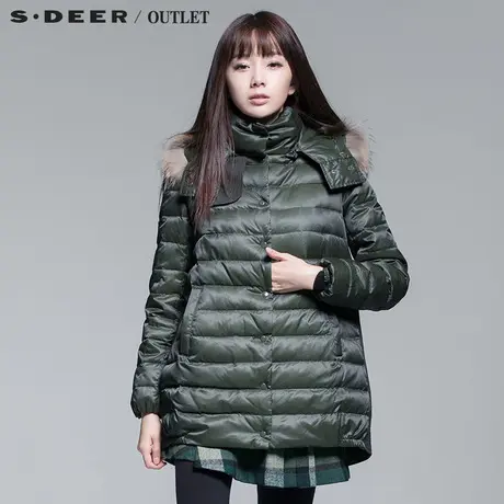 s.deer【新品】圣迪奥女装拼接感黑色搭片羽绒服S13482474商品大图