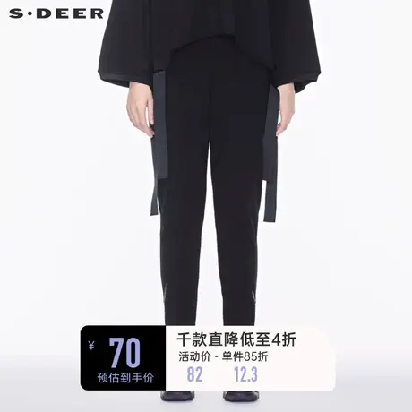 sdeer圣迪奥春秋酷感拼接时尚街头拉链黑色卫裤休闲长裤S18380880🌦商品大图