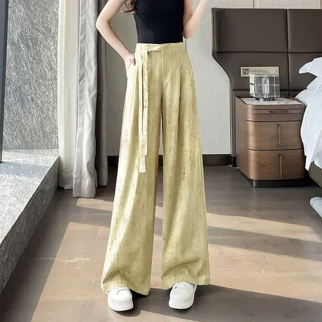 时尚气质休闲裤2025年夏季新款女休闲宽松直筒通勤百搭阔腿长裤商品大图