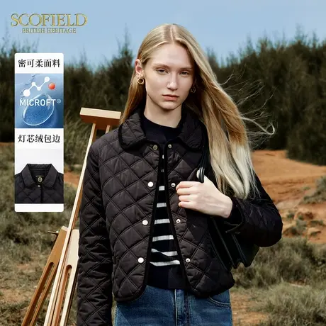 【密可柔】Scofield女气质翻领绗缝棉服短款夹克外套冬季商品大图