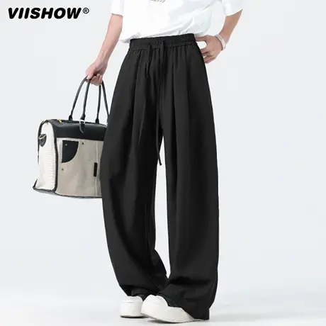 VIISHOW薄款休闲裤男秋季日系潮牌宽松阔腿裤子cleanfit直筒长裤图片