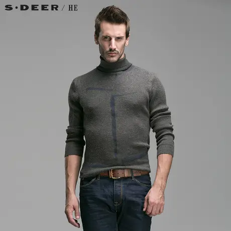 sdeerhe圣迪奥男装2017秋装休闲高领长袖毛衣针织衫H14373537图片