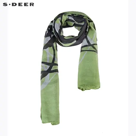 sdeer圣迪奥休闲文艺撞色印花围巾S20383758图片