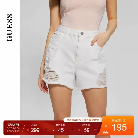 GUESS女士磨损工艺修身百搭短裤牛仔裤-W4GD74D5EN0商品大图